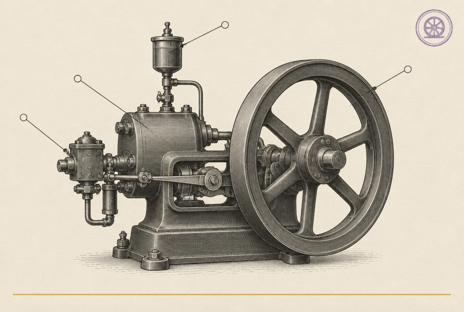An engraved catalog plate of a small stationary engine